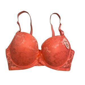 Angelina Plus Size Bra with Lace Decor and Convertible Straps in coral size 38DD